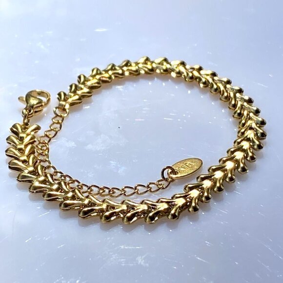 💙 Gold Plated Stainless Steel Wheat Chain Bracelet - Picture 2 of 12